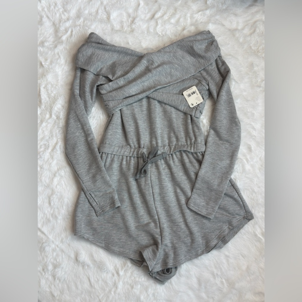NWT Free People Movement grey Love Spell Knit Romper